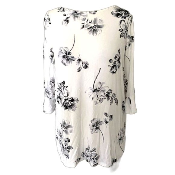 J Jill Wearever Floral Stretchy Tunic Top 3/4 Sleeve Pullover Blouse Sz SP - Picture 2 of 7